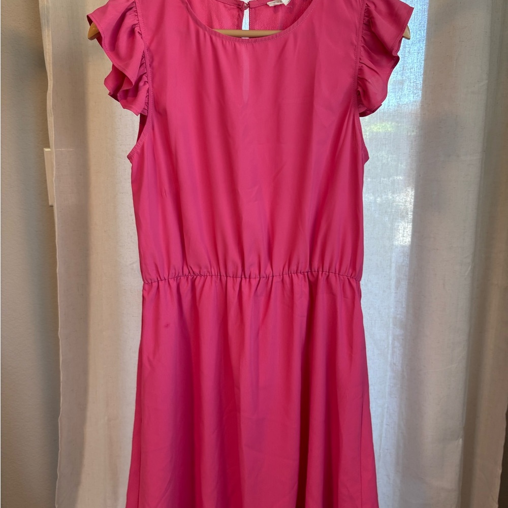 Socialite Bright Pink Dress with Ruffle Sleeves